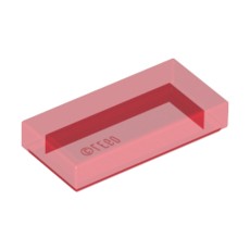 Trans-Red Tile 1 x 2 with Groove