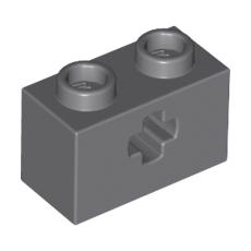 Dark Bluish Gray Technic, Brick 1 x 2 with Axle Hole