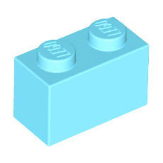 Medium Azure Brick 1 x 2